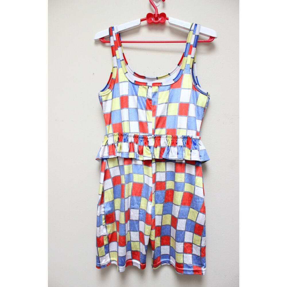 Fashion Brand Company Multicolor Checkerboard Ruffle Romper - Picture 3 of 4